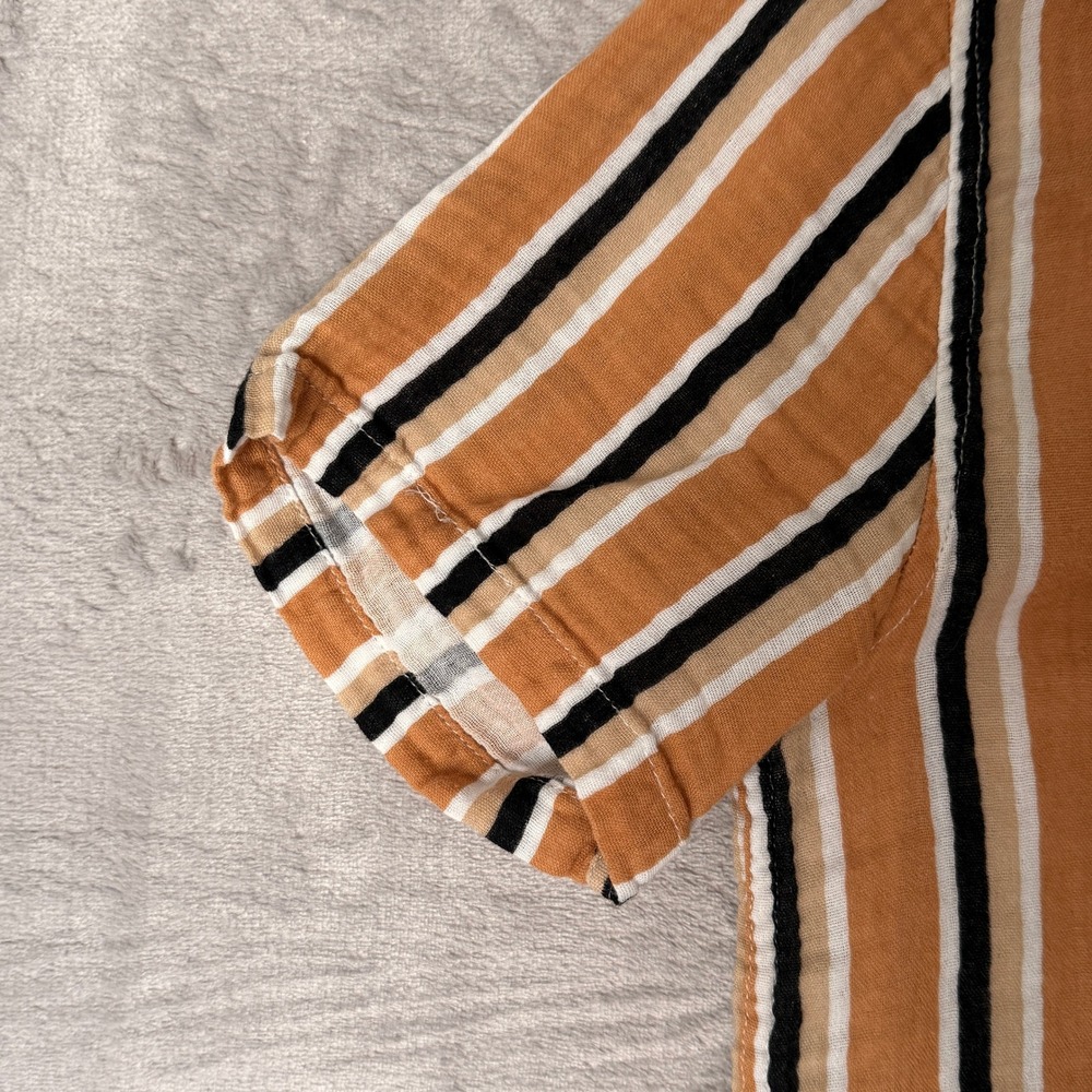 Pacsun Mens Orange Striped Short Sleeve Button Up Shirt Size‎ S - Picture 4 of 7
